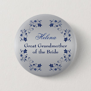 Navy Silver Floral Grandmother of the Bride Pin