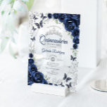 Navy Silver Floral Quinceanera Acrylic Invitations<br><div class="desc">Navy silver and white Quinceanera celebration invitation. Features script font,  silver butterflies,  watercolor roses and tiara. Perfect for an elegant princess style glam celebration. Personalize with your own details. Stylish transparent or frosted acrylic invitations.</div>
