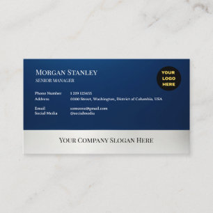 Navy Silver Foil Elegant Frame Design Business Card