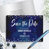 Navy Silver Glitter Bat Mitzvah Script Modern Bold