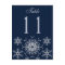 Navy Silver Glitter Snowflakes Table Number Card