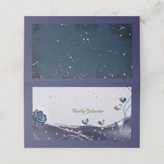 Navy Silver Gold Wedding Place Card