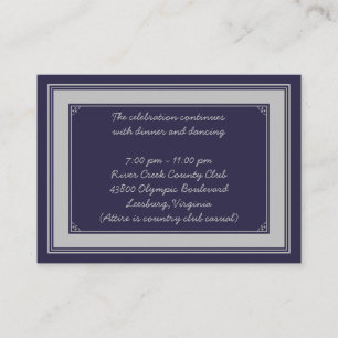 Navy Silver Grey Bar Mitzvah Reception Card