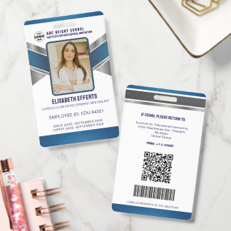 Navy Silver Professional Staff Photo ID Badge
