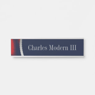 Navy Silver Red Wall Hanging Cubical Name Plate