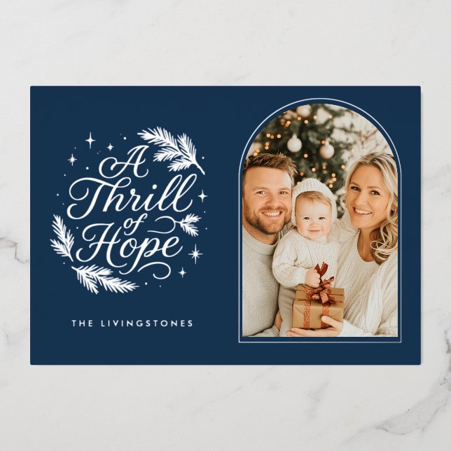 Navy & Silver Thrill of Hope Arch Photo Religious (Front)