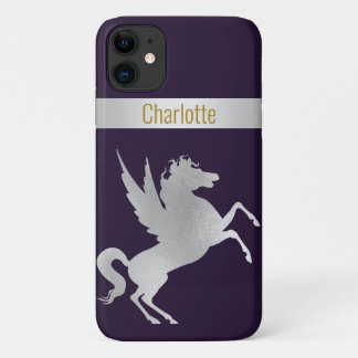 NAVY SILVER UNICORN IPHONE COVER customisable