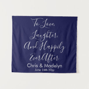 Navy & Silver Wedding Backdrop Photo Booth Prop Tapestry