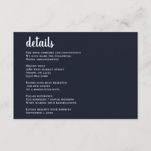 Navy Simple Calligraphy Modern Wedding  Enclosure Card