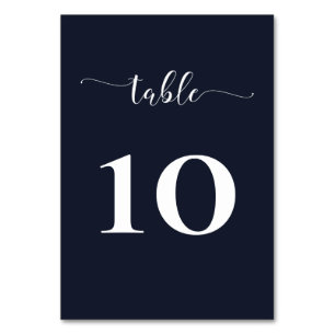 Navy Simple Calligraphy Modern Wedding  Table Number