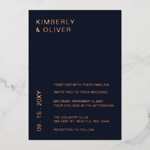 Navy Simple Elegant Modern Wedding Invitation