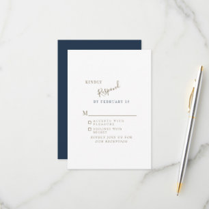 Navy Simple Modern Wedding RSVP Card