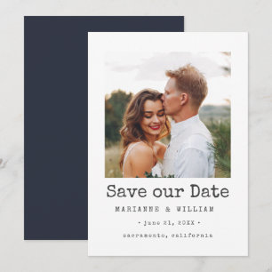 Navy Simple SQUARE Photo wedding save the date