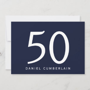 Navy Simple Surprise 50th Birthday Party Invitation