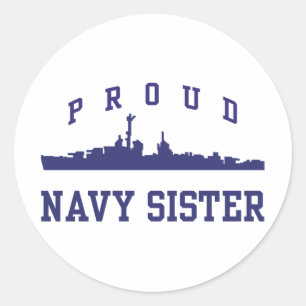 Navy Sister Classic Round Sticker