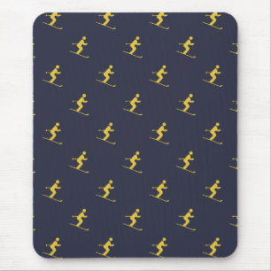 Navy Skier Mouse Pad