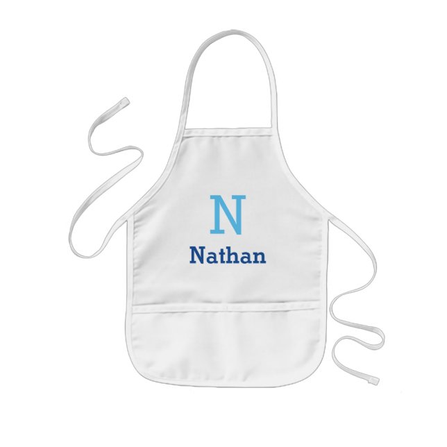 navy& sky  blue personalised  kids apron (Front)