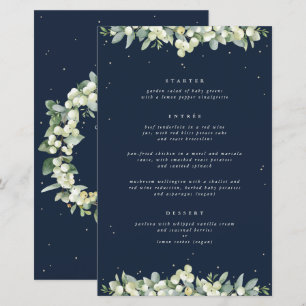Navy Snowberry+Eucalyptus 3 Course Wedding Menu