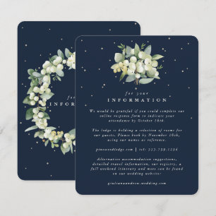 Navy Snowberry+Eucalyptus Bouquet Wedding Info Enclosure Card