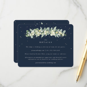 Navy Snowberry+Eucalyptus Garland Wedding Details Enclosure Card