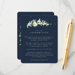 Navy Snowberry+Eucalyptus Stem Wedding Details Enclosure Card