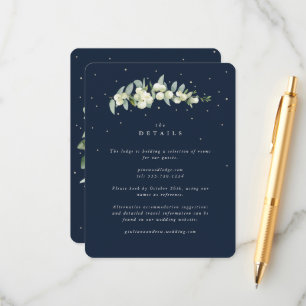 Navy Snowberry+Eucalyptus Stem Wedding Details Enclosure Card