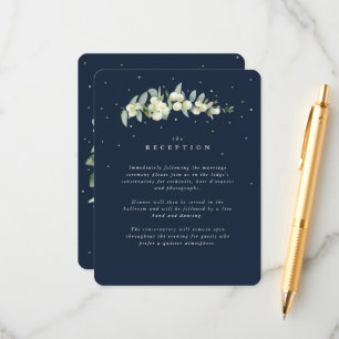 Navy Snowberry+Eucalyptus Stem Wedding Reception Enclosure Card