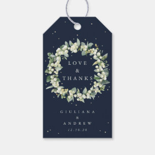 Navy Snowberry+Eucalyptus Wedding Love & Thanks Gift Tags