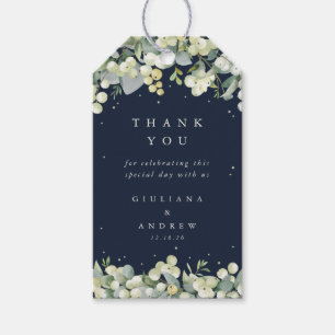 Navy Snowberry+Eucalyptus Wedding Thank You Gift Tags