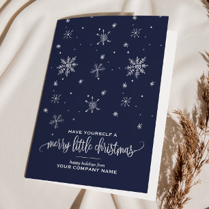 Navy Snowflake Corporate Holiday Card
