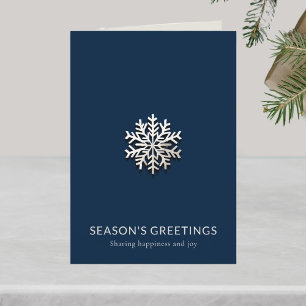 Navy Snowflake Folded Business Greeting Card