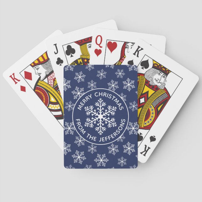 Navy Snowflake Playing Cards (Back)