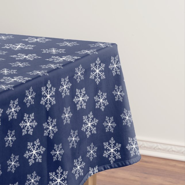 Navy Snowflake Tablecloth (In Situ)