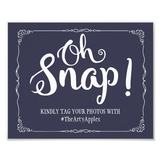 navy social media wedding sign hashtag (Front)