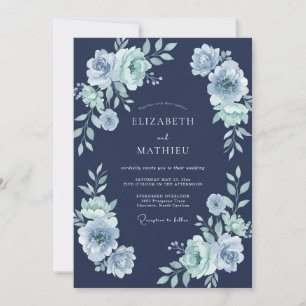 Navy Solstice Winter Wedding Invitation