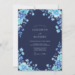 Navy Sophisticated Midnight Wedding Invitation