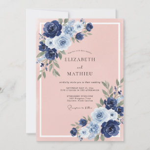 Navy Sophisticated Romantic Wedding Invitation