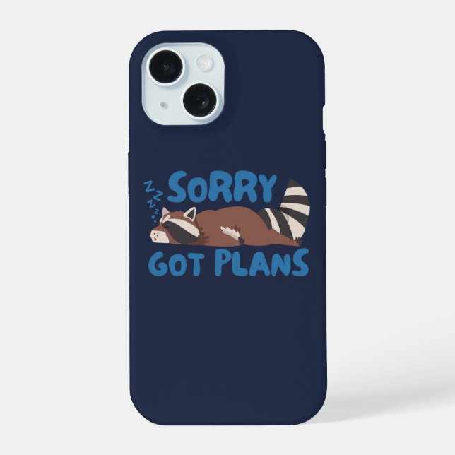 Navy Sorry Got Plans Funny Racoon iPhone 15 Case (Back)
