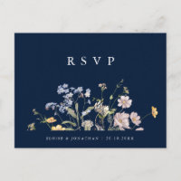 Navy Spring Wildflower Meadow Wedding RSVP