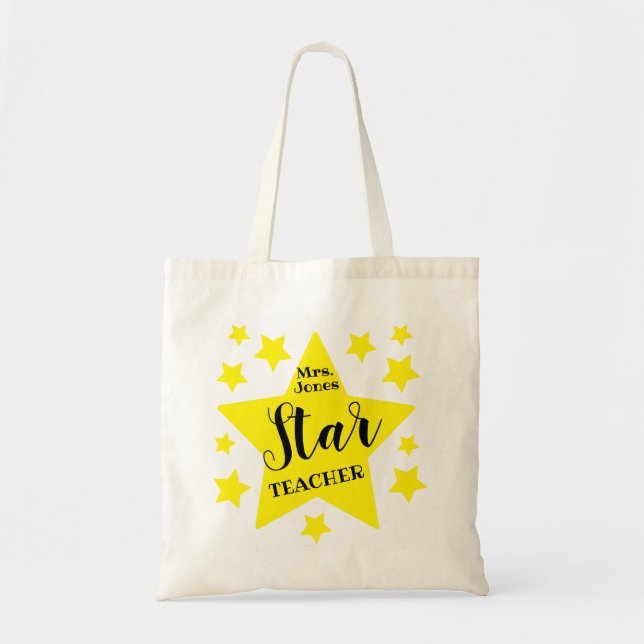 Navy star teacher gift christmas graduation tote bag (Front)