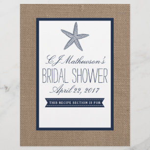 Navy Starfish Beach Bridal Shower Recipe Divider