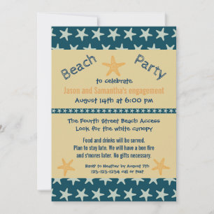 Navy Starfish Beach - Engagement Party Invite