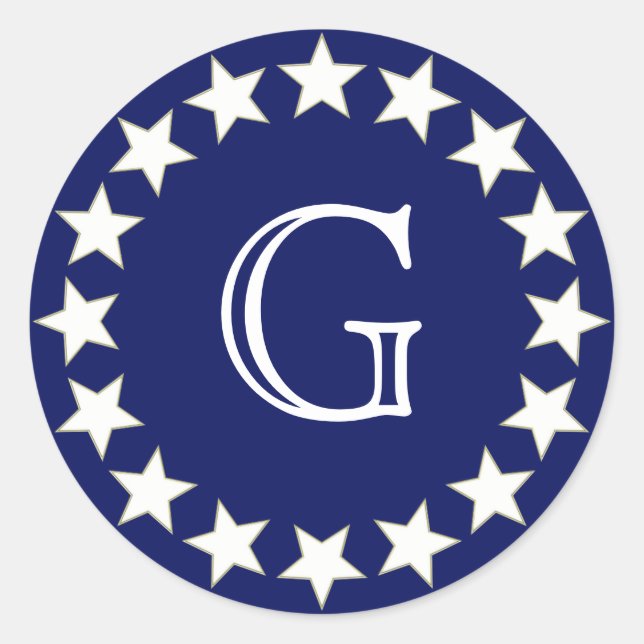 Navy Stars Monogram Envelope Seals (Front)