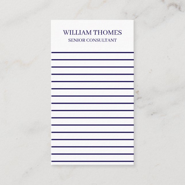 Navy Stripe Nautical Modern Business Style Card (Front)