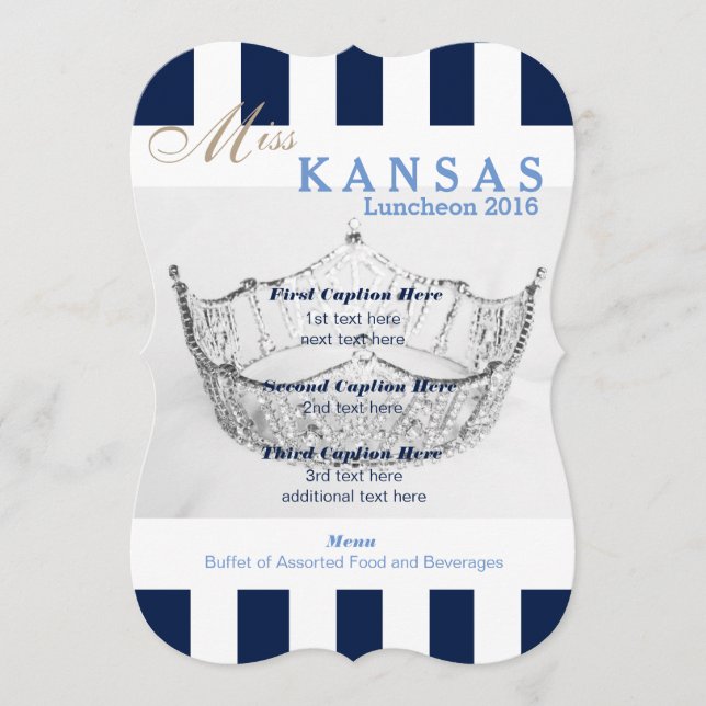 Navy Stripe Pageant Luncheon Program Card (Front)