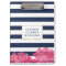 Navy Stripe & Pink Peony Clipboard