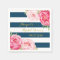 Navy Stripe Pink Watercolor Bridal Shower Napkins