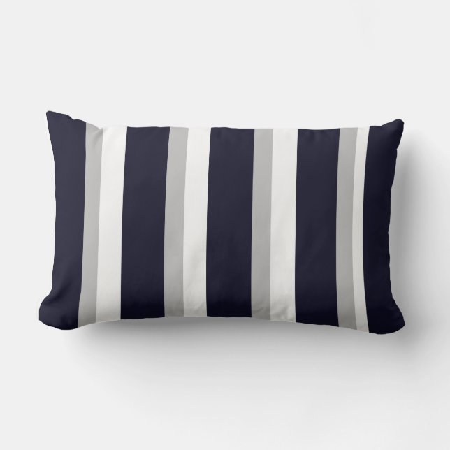 Navy Striped Display Pillow (Front)