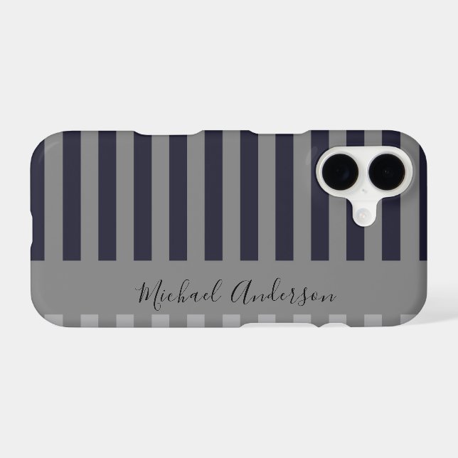 Navy Striped Pattern - Personalizable (Back (Horizontal))