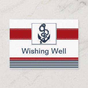 navy stripes, anchor, nautical wishing well card